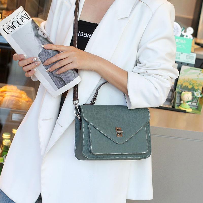 Genuine Leather Women's Bag Handbag for Women's Commuting Bag Summer New Postman Bag French Crossbody Bag Small Square Bag