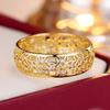 Retro court style hollow pattern ring, yellow gold diamond geometric ring, temperament versatile index finger ring