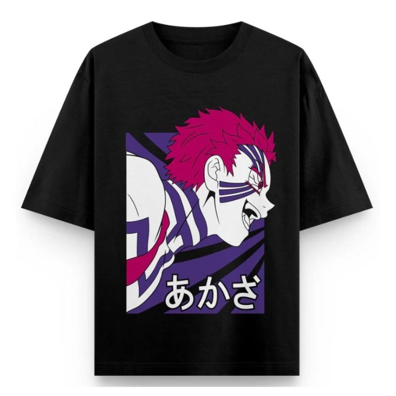

Акаину аниме мужская футболка оверсайз стритвир повседневная летняя 2025 хлопок дизайн пламя 4XL