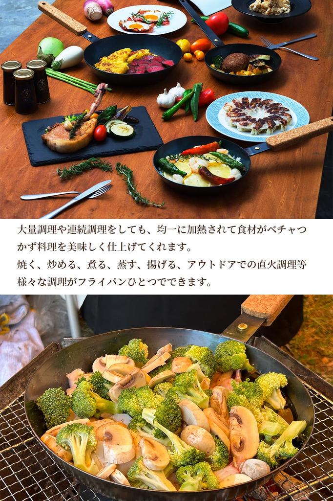 Deep Iron Frying Pan, Shintetsu, 28cm, No Seasoning Required, Induction and Gas Stove Compatible