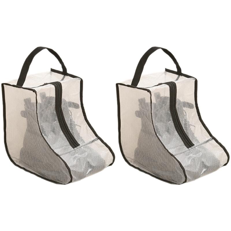 Set Of 2 PVC Boot Bags Dust Protector Shoes Bag Rubber Boot Bag With Clear Viewing Panel High Boot Storage