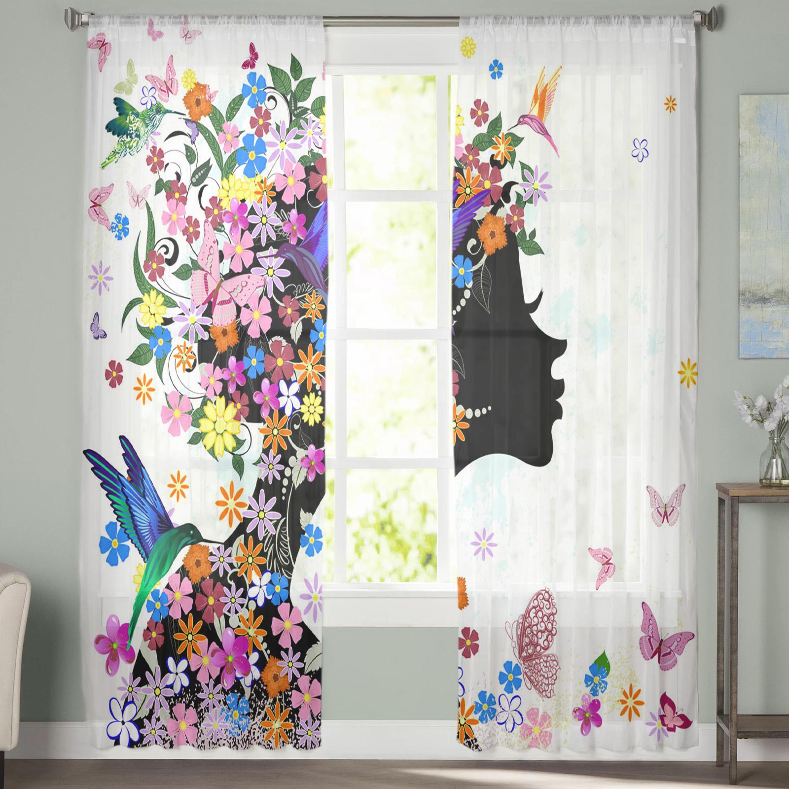 Фэнтези Женщина Бабочка Цвет Цветок Тюль Шторы Для Украшения Гостиной Современные — фото 4