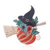 Creative Halloween Pumpkin Witch Brooch - Cartoon Broomstick Pin for Clothing Accessories