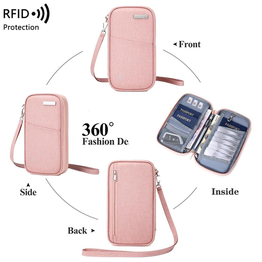 RFID-blokkerende nek paspoorthouder - Waterdichte reisportemonnee voor mannen en vrouwen