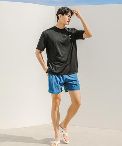 Tyubeuteuli Men'S Dolphin Short Sleeve Loose Fit Rash Guard A706 Black