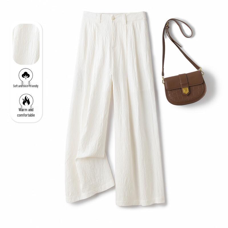 Srcr 28 Momme Mulberry Silk Loose Tapered Pants M грязно-белый