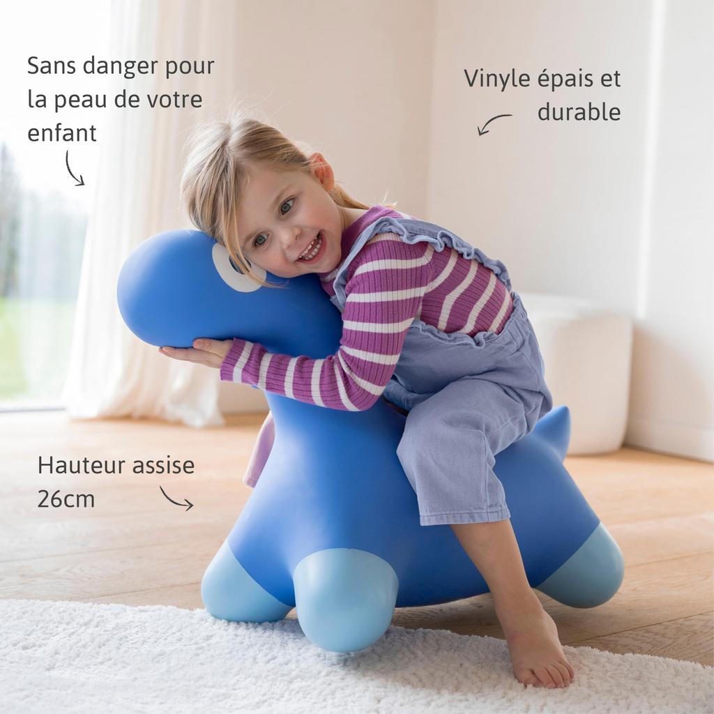Quut Süßer Hoppi Dino Kosmisch Blau Dinosaurier Indoor Balance Plüsch Alter Baby Kindergarten Eingang Zuhause Spielen Mitfahrspielzeug, Spielset, Ball, Spielzeug, 2, 3, 4,