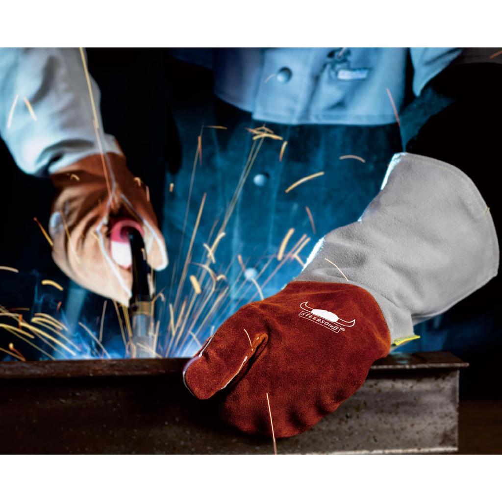 [STEERSOTUFF] Weldas Premium High-Heat Welding Gloves, COMFOflex® and Wool Lining, Heavy-Duty Leather Cuff, One-Finger Mitten, 10-2900XL-MIT, Coffee B