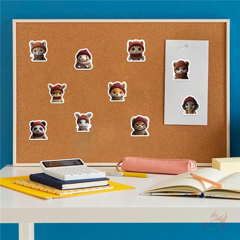 500Pcs/Roll Q Animals Wearing Knitted Hat Kids Rewards Stickers - DIY Scrapbooks Album Decor Sealing Label Decals