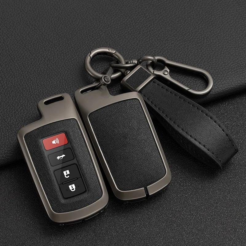 2 3 4 Buttons Zinc Alloy Leather Car Key Case Cover for Toyota RAV4 Highlander Avalon Sequoia Tundra Tacoma 4Runner Cruise Prius
