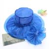 Flower Mesh Top Hat Retro Elegant Double-Layer Organza Sun Hat Foldable Sunscreen Big Brim Hat Women'S Summer