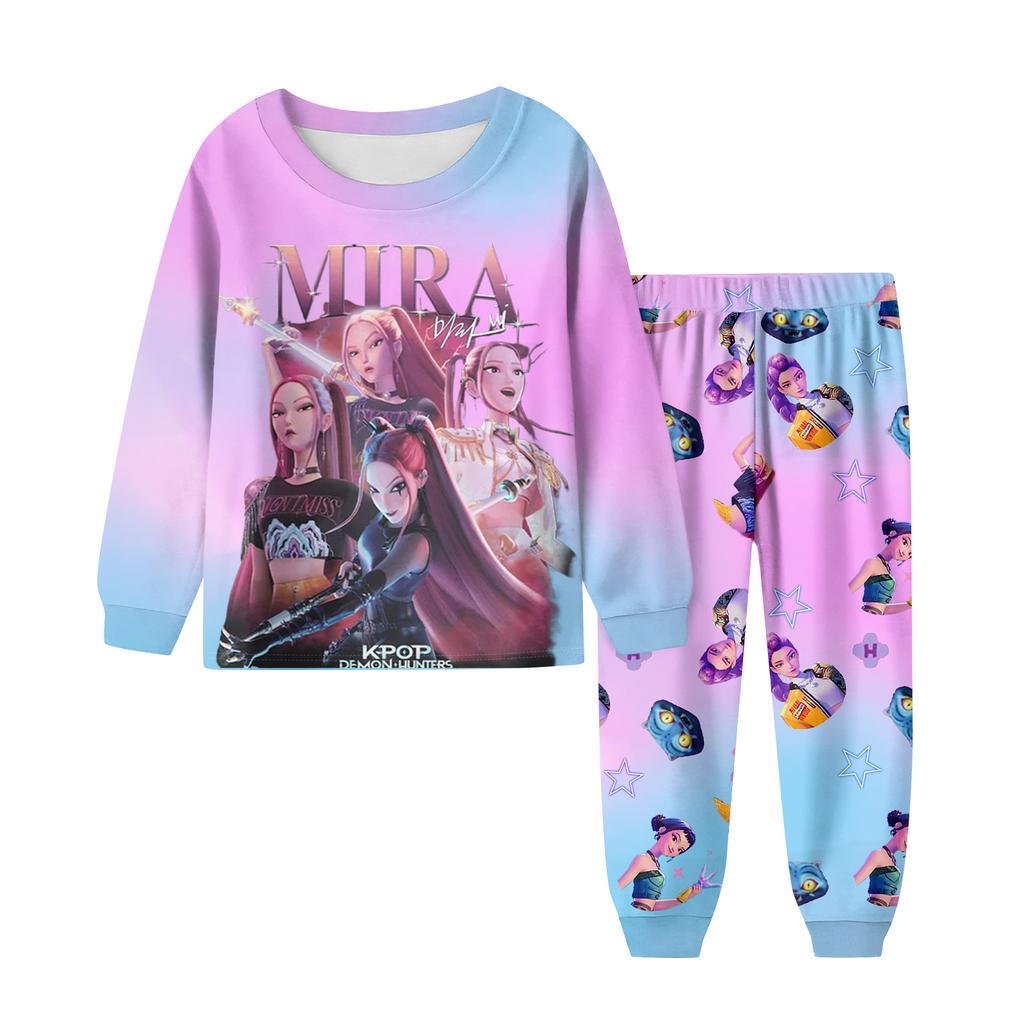 Children's Fashion Suit Skirt Round Neck Long Sleeve Top Pants