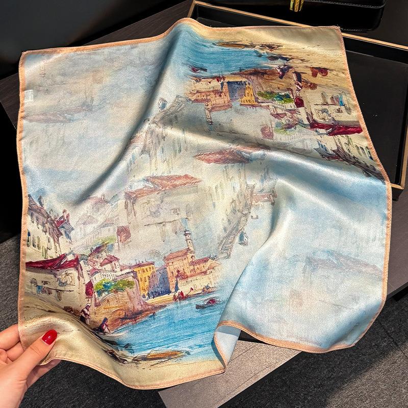 100% Natural Silk Scarf Women Luxury High Quality Headband Square Foulard Female Neckerchief Shawl Wraps Hijab Bandana Scarves