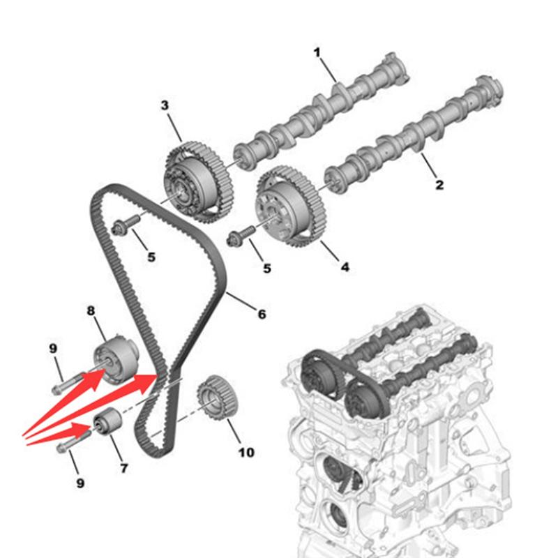 For 208 3008 301 308 5008 Partner Citroen C1 C3 C4 DS Car Suit Timing Belt Tensioner 1623231680 Component Set