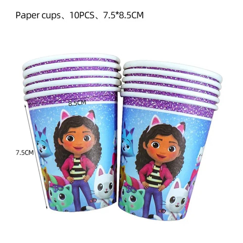 Pink Gabby House Birthday Party Decoration Banner Balloons Gabby Paper Cake Topper Plate Napkins Girl Party Decorations Supplies