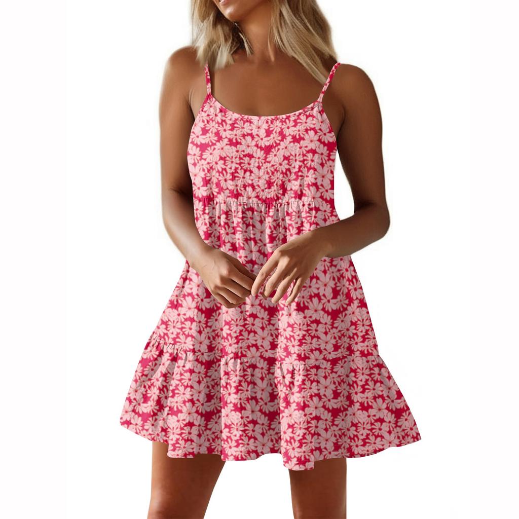 Zomer Sexy Feest Kleur Spaghetti Bandjes Gerimpelde Korte Jurk Casual Voor Vrouwen
