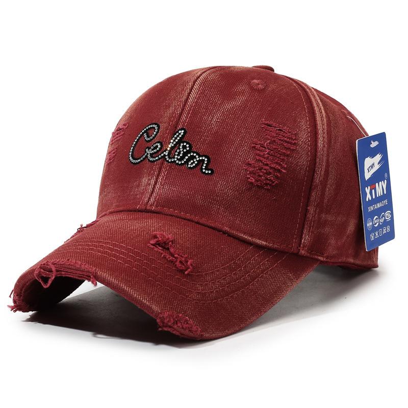 Distressed Baseball Cap Women Unisex Trendy Embroidered Letter Sun Visor Dad Hat