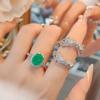Wear One Or Two High-Carbon Diamond Red Corundum Rings, Heavy Industry Luxury High-End Belt Cotton Emerald Ring.
