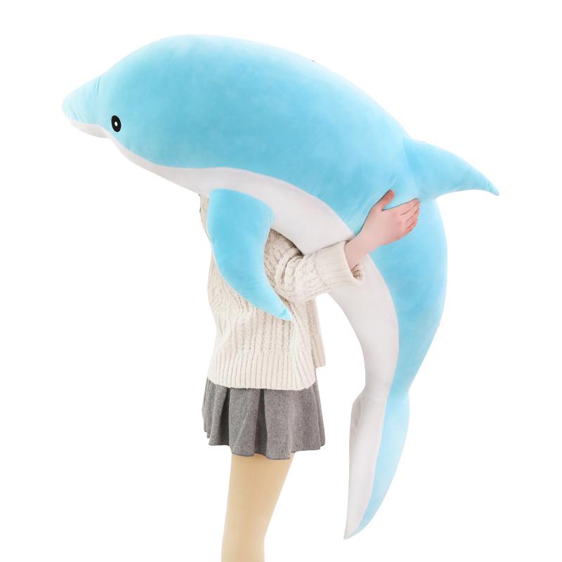 30-160cm Soft Dolphin Plush Toy Cute Stuffed Animal Pillow Nap Cushion Creative Birthday Gift for Girls and Kids