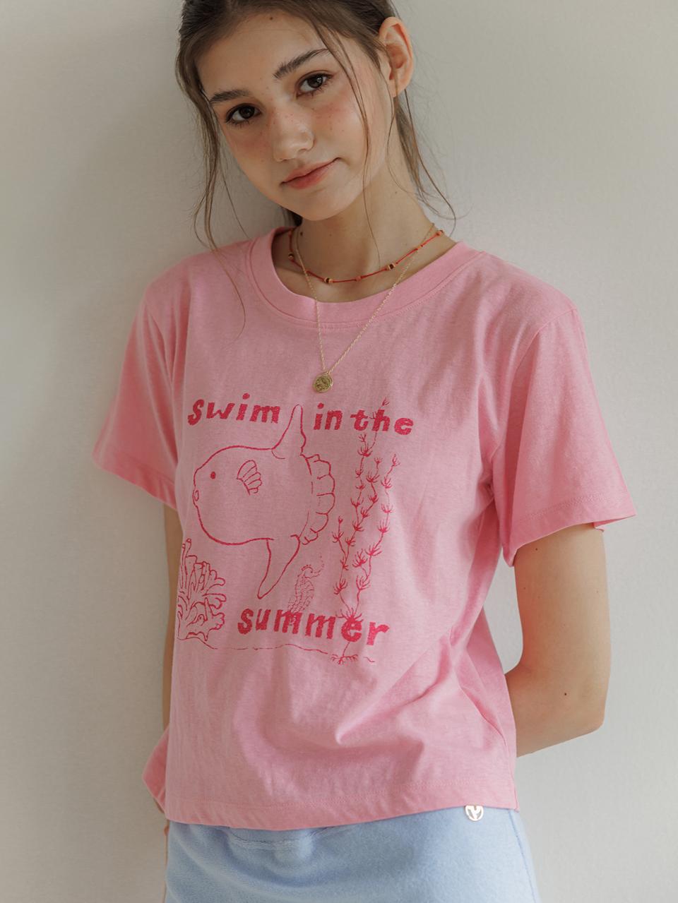 Peuswike Mola Mola Cotton T-Shirt - Pink S