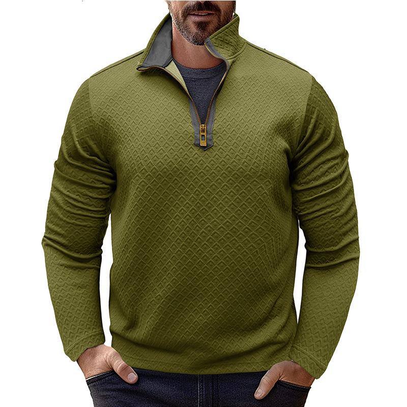 New Men's Long-sleeved Stand-collar Sweatshirt Loose and Versatile Zipper Henry Casual Fashion Top