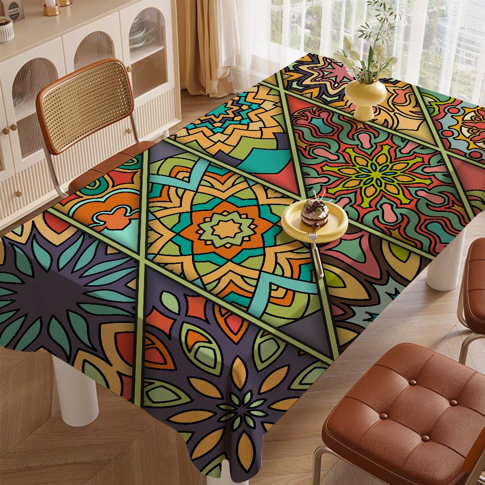 Gorgeous Ethnic (Colorful Abstract) Tablecloth - Home Dinners/Weddings/Banquets/Outdoor Parties, Hotel Decoration