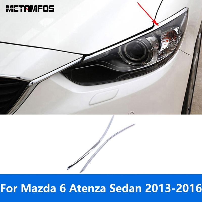 Head Light Lamp Eyelid Eyebrow For Mazda 6 M6 Atenza Sedan 2013 2014 2015 2016 Chrome Headlight Strip Trim Exterior Accessories