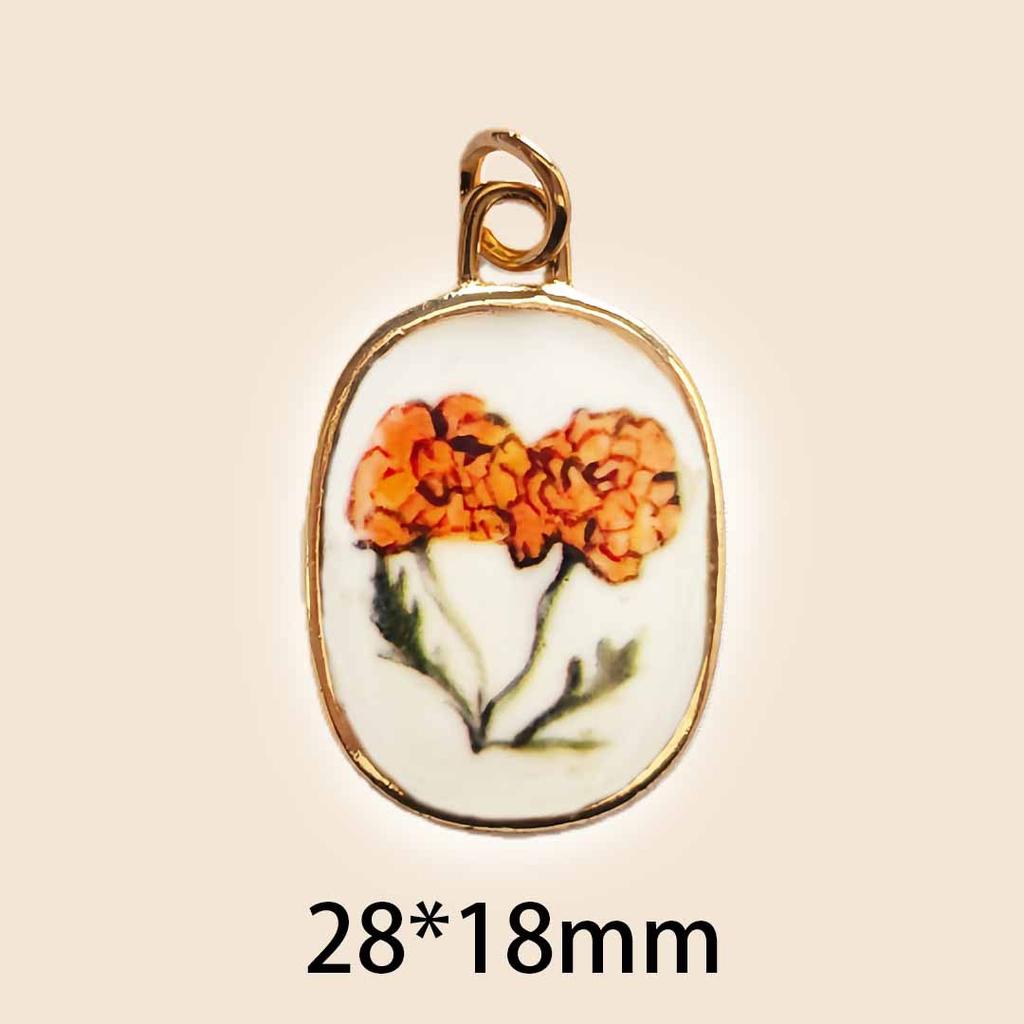 Edelstahl Handbemalte Blumen Vögel Farbige Harz Tropfen Charms für Schmuckherstellung Halskette Ohrringe Armband DIY Material