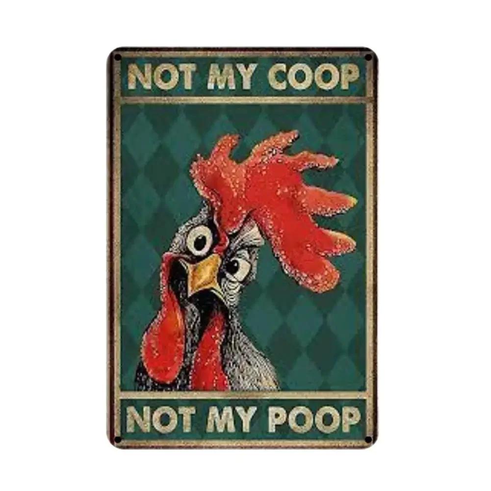 Vintage Tin Sign - Home Is Where the Chickens Are - Metal Signs Funny for Farmhouse Decor - Metal Wall Art for Chicken Coop