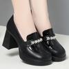 cm high-heeled loafers women's autumn single shoes new women's deep-mouth leather shoes waterproof table Mary Jane shoes