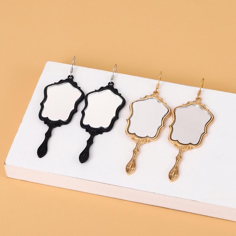 Exquisite Mirror Earrings Reflective Mirror Pendant Stud Earring for Women Girl