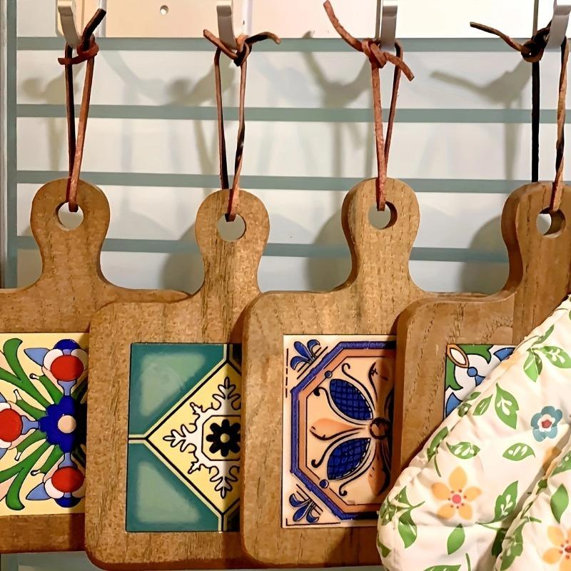 1ks Květinová dřevěná podložka - Žáruvzdorná, tepelně odolná podložka na kuchyňský stůl, vintage jídelní podložka, izolační podložka pod hrnec