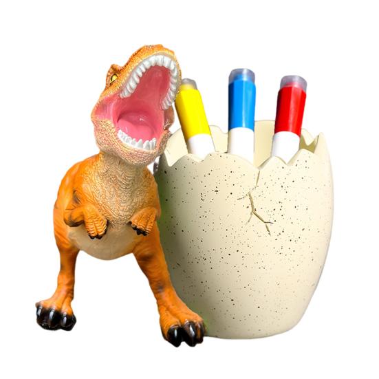 Dinosaur Pen Holder Resin Desk Ornament Cute Dino Toothbrush And Toothpaste Holder Makeup Brushes Organizer Fun Dinosaur Decoration