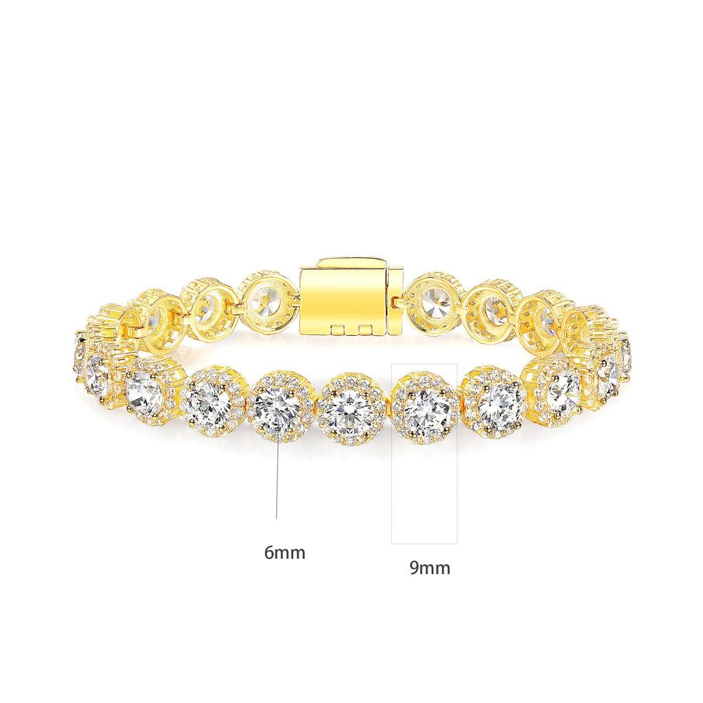 A 9mm Cuban Flip Bracelet European and American Hip-hop Diamond-encrusted Tennis Jewelry Light Luxury Trendy Heavy Industry Design, Popular