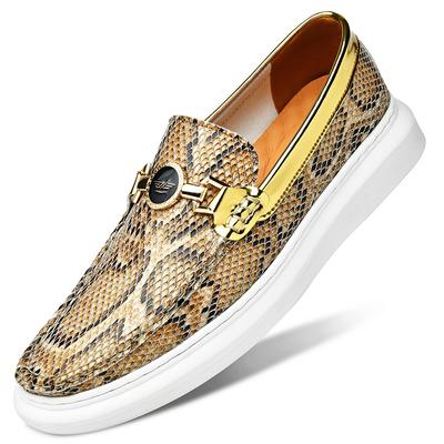 Sheepskin Leather Casual Men's Shoes Comfortable Flat Handmade Shoes Pattern Non-slip Shoes Banquet Party Dress Men's Shoes