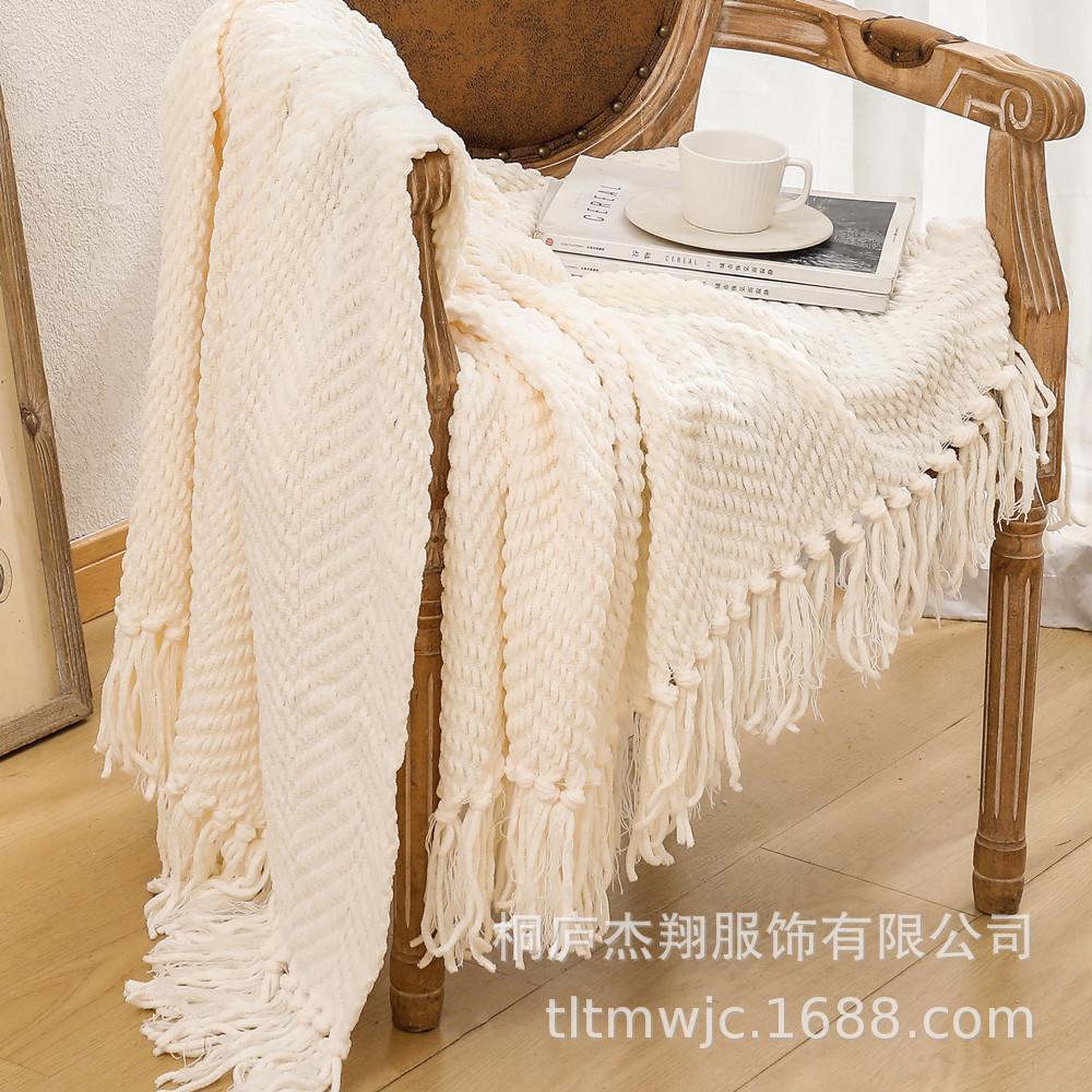

Пледы для дивана, текстурированное вязаное тканое одеяло, супермягкое теплое декоративное одеяло с кисточками для дивана, кровати, дивана и гостиной 130*170CM (tassels)