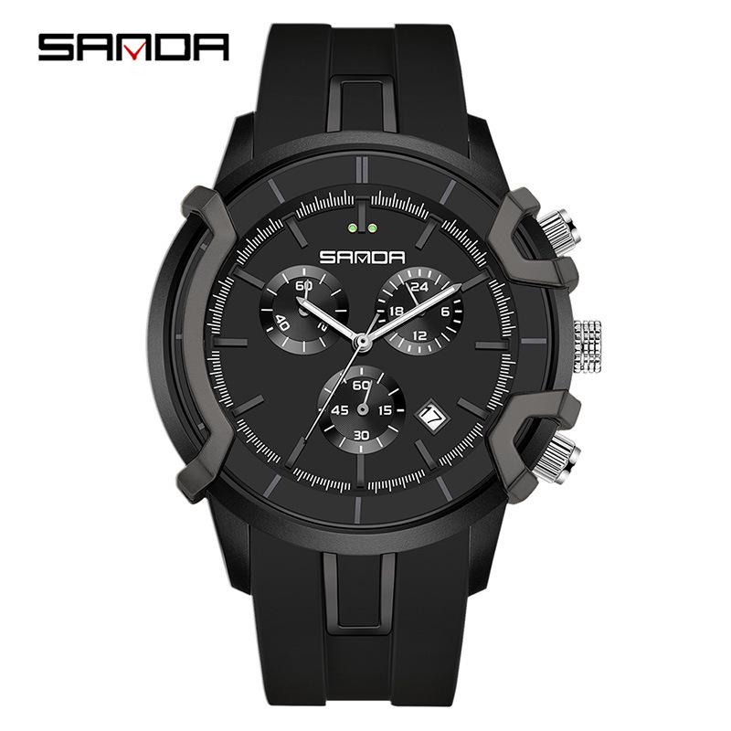 Sanda Sports Quartz Watch - Multi-Eye, Calendar, Silicone Strap, Waterproof, Luminous Men s Watch