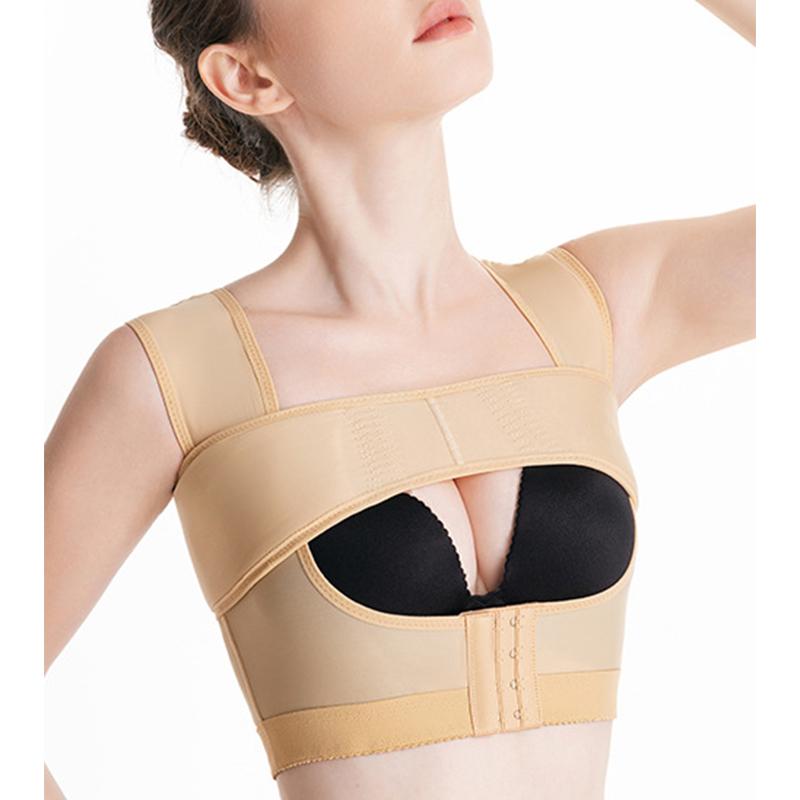 Body Shaper Women Breast Bust Push up Bodysuit Lady Straight Back Correction Double Buckle Nylon Medium Control