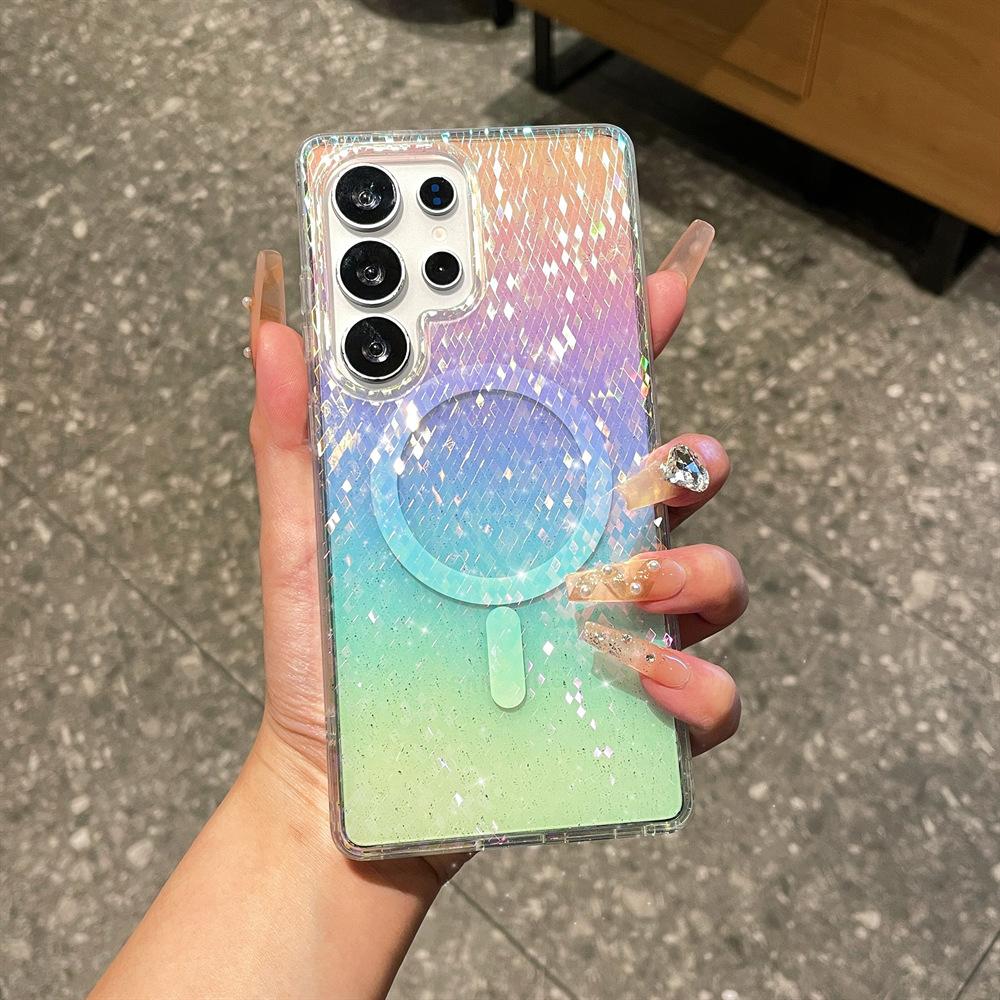 Suitable for Anti-yellowing Samsung S26 Mobile Phone Case, Magnetic Case, Transparent Glitter S24 Terminator S23u Mobile Phone Case.