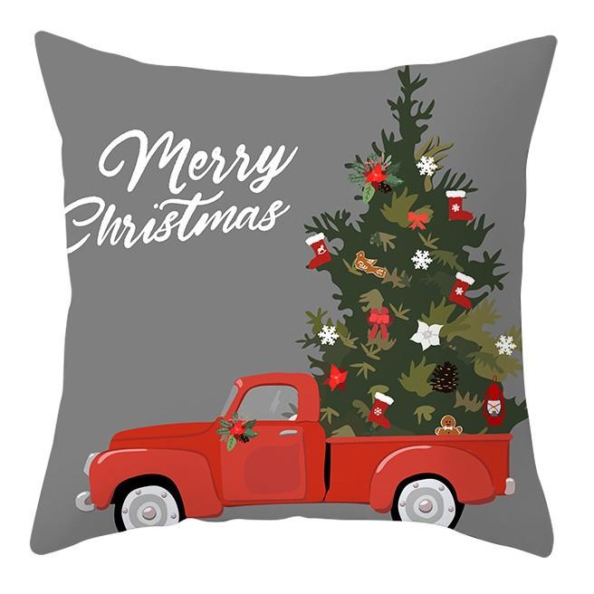 Cartoon Christmas Dog Car Pattern Pillow Case Festive Home Decoration Office Car Cushion Pillow Case