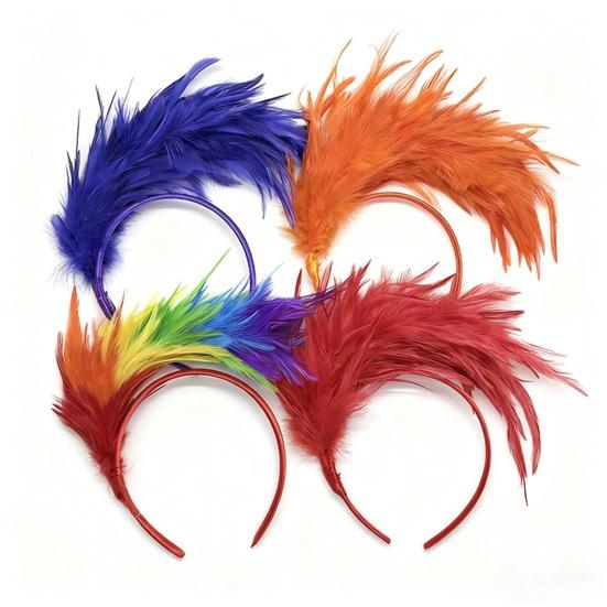 Headband Rainbow Colorful Feather Decor Headband Lightweight Comfortable Elastic Hair Hoop Parties Festivals Stage Performances Headwear