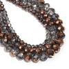 1 Strand 4 6 8mm Faceted Crystal Beads Gold Grey Glass Loose Spacer Beads For Jewelry Making DIY Bracelet Necklace Accessories