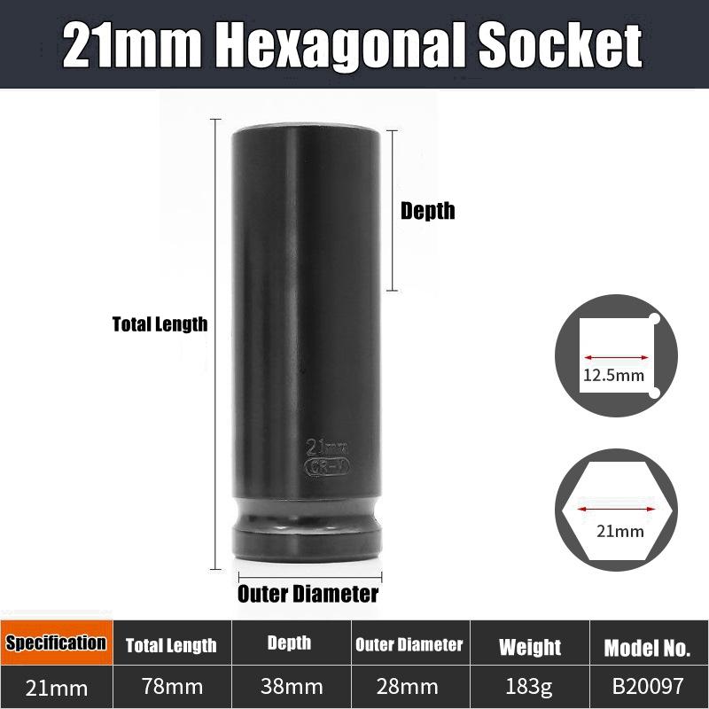 Cheie tubulară adâncă cu impact cu pătrat de 1/2" Cheie tubulară metrică Cheie tubulară adâncă cu impact Cap de cheie pneumatică Unelte pentru demontarea anvelopelor