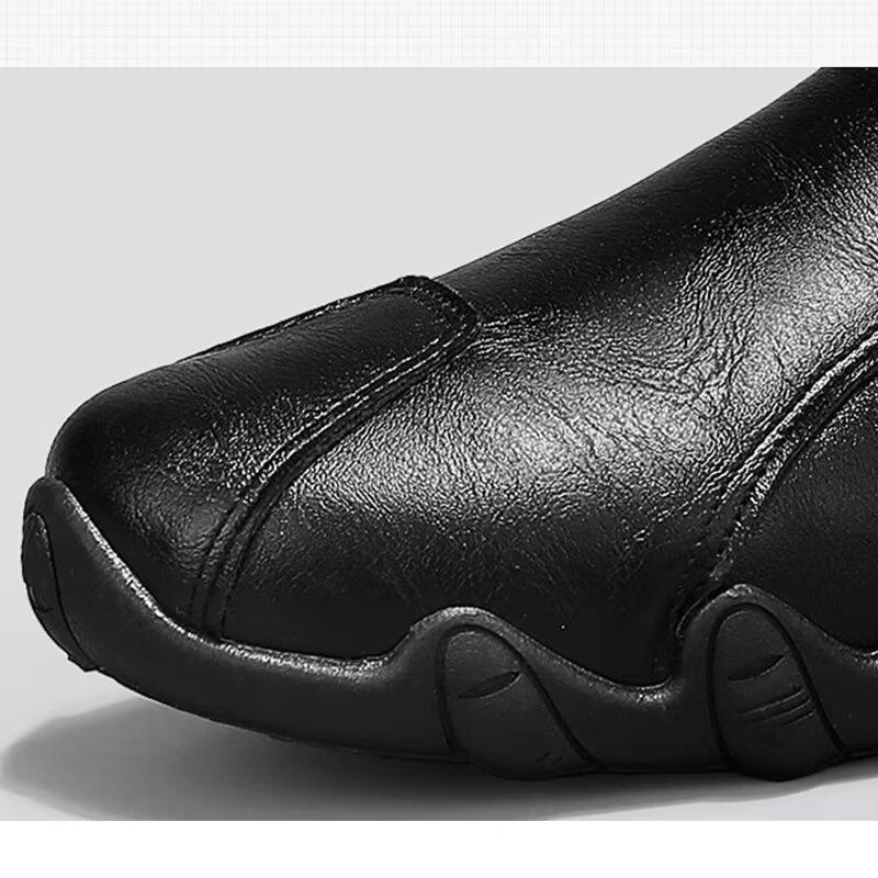 Men's Velvet Cotton Shoes Warm Cotton Boots Snow Boots Casual Leather Shoes Workwear Shoes Outdoor Hiking Shoes Dirt Resistant and Waterproof Boots