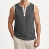 Regata Masculina de Linho Verão Praia Sem Mangas Camisas Henley Hippie Boho Colete Liso Tops Casuais Soltos Respiráveis Roupas Masculinas 2026