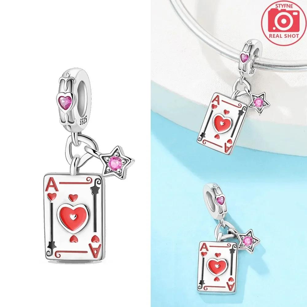 Poker Card Pendant Copper Colors Charm Beads Fit Original Charms Bracelet Beads For Women Jewelry Making Gifts