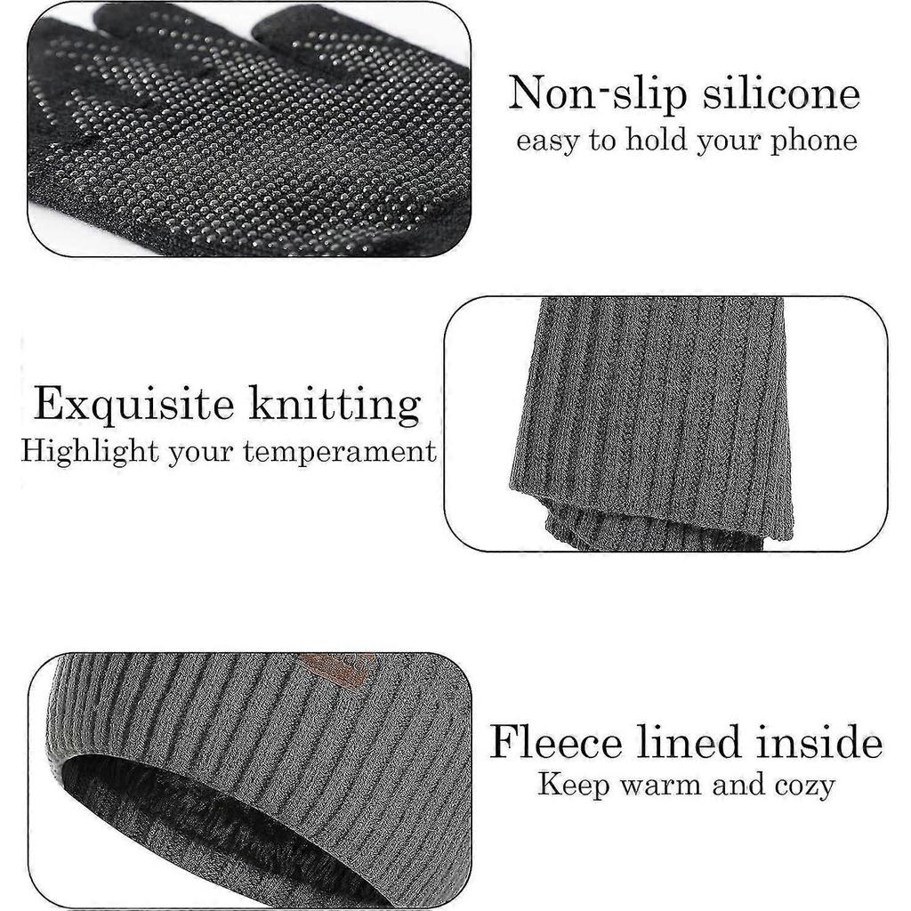 3-teiliges Wintermützen-, Schal- und Handschuh-Set für Damen oder Herren, Unisex, Warme gestrickte Beanie-Mütze mit Fleece-Futter, Langer Schal für den Hals und Touchscreen-Handschuhe