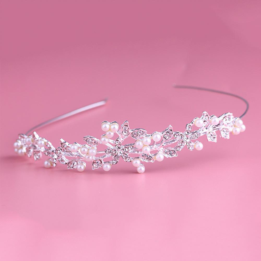 Wedding Fashion Flower Bride Imitation Pearl Rhinestone Crowns Prom Diadem Bridal Tiaras Headpiece