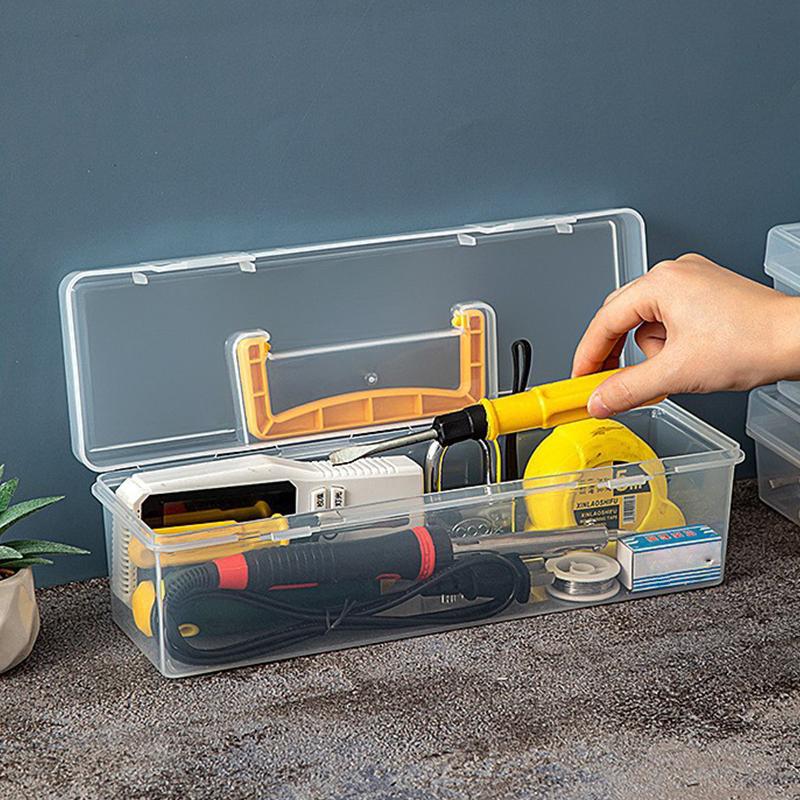 Transparent Handheld Toolbox Portable Large Capacity Thickened Plastic Hardware Tool Storage Box With Handle Tool Organizer Box