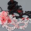 Elegant Lace Half Face Mask with Detachable Cats Ear Headband Hair Decors for Halloween Cosplay Costume Parties